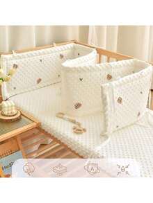 1件装新生儿婴儿床保险杠防撞缓冲软包，一体式婴儿安抚豆床带儿童拼接床围栏