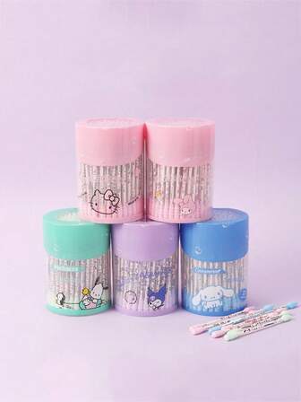  Sanrio 120支一次性化妆棉签，酷洛米夕怪犬清洁棉签，多功能螺旋双头清洁棉签，化妆必备，方便旅行携带