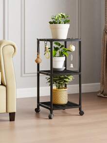 1pc Indoor/Balcony Decor Plant Stand, Nordic Iron Art Minimalist Multi-Layer Hanging Plant Pot Display Rack For Living Room, Suitable For Greenery - Black - View 14