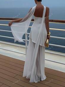 Vestido informal y elegante de unicolor asimétrico/asimétrico de Floreya, apto para citas por la noche, festivales, bodas, cumpleaños, fiestas formales, bailes de graduación, fiestas de solteros, primavera/verano