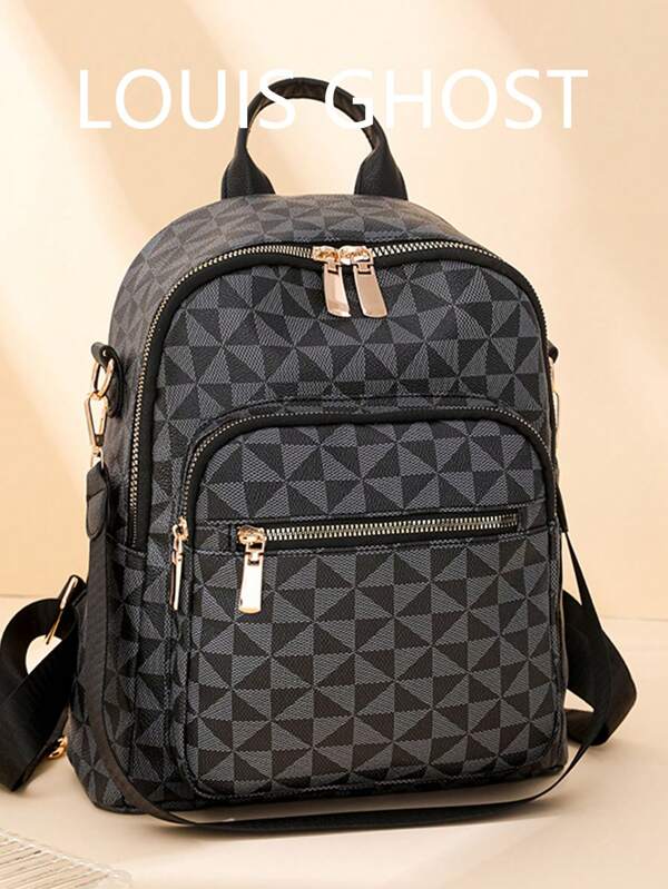 Fashionable And Women's Backpack Design, Diamond Grid Large Capacity Backpack, Casual Shoulder Bag, Commuting Bag, Student Backpack, Mother's Bag