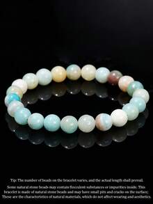 1 件 8 毫米天然石水晶和玛瑙珠手链，能量平衡瑜伽冥想友谊珠宝，适合女性日常佩戴