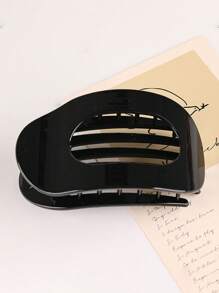 1pc Custom Flat Round Hair Claw Clip, Strong Alligator Jaw, Comfortable Curved Design, Suitable For Yoga, Date, Multipurpose