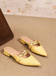 Sandales à talon compensé à bout pointu ornées de strass et lacets de couleur unie pour femmes, convenant à diverses tenues, printemps/automne