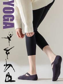 5 Pairs Professional Non-Slip Yoga Socks, Pilates Socks For Women, Foor-Floor Workout Socks With Ties, Towel Bottom Shock Absorption Silicone Non-Slip Invisible Shallow Mouth Indoor Socks - Multicolor - View 1