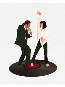 低俗小说电影场景海报杰克兔之舞帆布画现代墙面艺术塔伦蒂诺电影院客厅家居装饰节日和生日礼物、办公室装饰布置艺术品可选框架﻿ - 彩色 - 查看 13