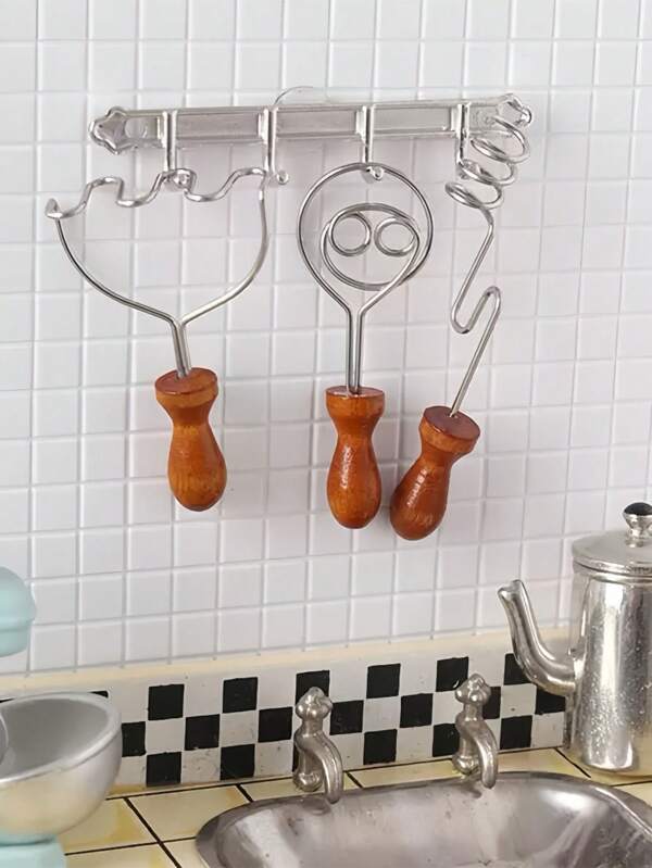 3 peças de utensílios de cozinha em miniatura em escala 1:12, acessório de decoração em aço inoxidável para decoração de casa, dia dos namorados, casamento, aniversário