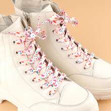 1 Pair Flat Canvas Leopard Print Sneakers With Colored Shoelaces - Xd68-42 White and Black Leopard Print - View 4