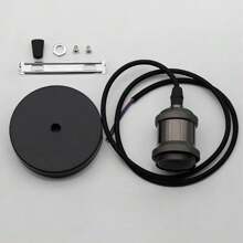 2pcs Vintage Lamp Base & Lamp Holder, Personalized Industrial Style E27 Lamp Base, Aluminum Lamp Holder, Wooden Lamp Holder With Wire, Pendant Light Metal Base