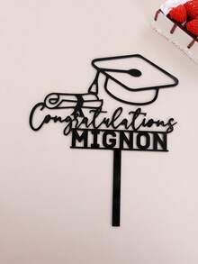 Customized Graduation Cake Topper, Personalized Acrylic Graduation Cap Decor, Custom Name Graduation Cap Cake Topper For Party Cakes, Anniversaries, Weddings, Back To School Season, Glitter Cake Toppers - Style a - View 7