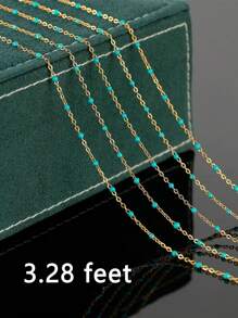 Corrente Dourada de 4,16/1,67/0,83/0,083 Metros para Rolo de Corrente de Contas de Esmalte Multicoloridas Soldadas em Aço Inoxidável. Corrente Multicolorida de Aço Inoxidável (1,67/4,16 Metros) com 10 Molas de Lagosta de Aço Inoxidável e 30 Argolas Abertas, Ideal para Joias DIY como Colares, Corrente de Cintura, Pulseira, Tornozelo e Mais, Uma Corrente Artesanal Muito Exclusiva Revestida a Ouro 18k!
