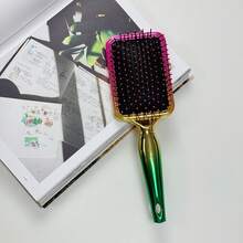 1PC Luxury Professional Round Hairbrush, Air Cushion Comb For Styling, Soft Bristle, Scalp Massage Comb, All Hair Types, Comfort Grip Handle, Effective Tool, Hair Care, Anti-Static, Detangling, Straight/Curly, Mirror Surface, Rainbow, Gift