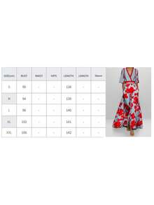 Women Belted Short Sleeve Dress Casual Summer Floral Print V-Neck Wrap A-Line Party Dress For Cocktail Streetwear - 紅色 - 查看 9