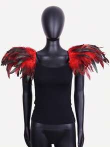 أكتاف زخرفية بريشات صناعية سوداء متوسطة الحجم بطراز جوثي للنساء والرجال، مناسبة لحفلات عيد الميلاد الحمراء والكرنفالات، مصنوعة من ألياف البوليستر، مثالية لتنكرات وأدوات الزي في مناسبات الهالوين - A - مشاهدة 4
