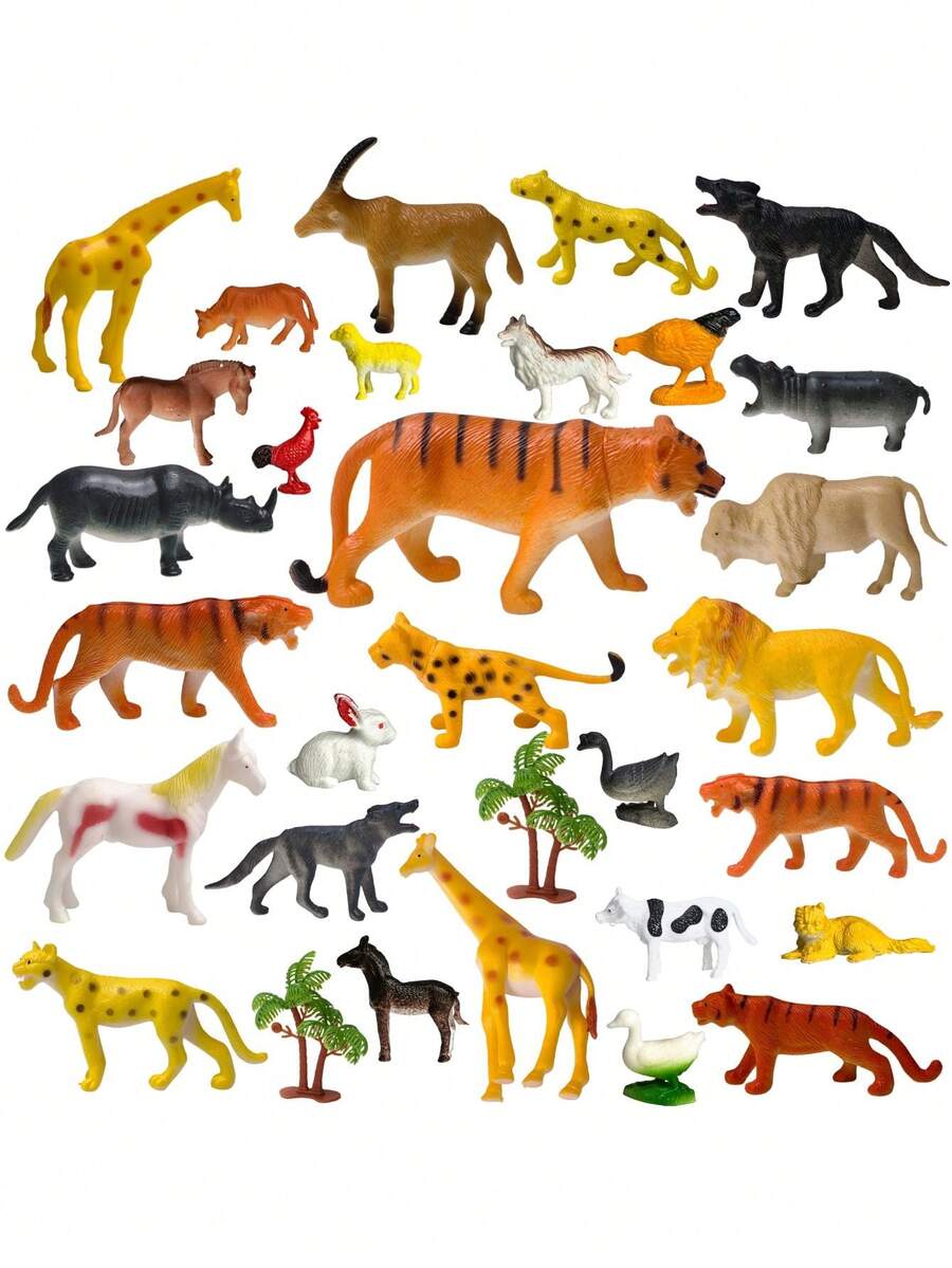 KIT 33 Toy Animals Miniature Forest Farm Dinosaurs Miniature Toy Animals - 森林 - 約 33 件 - 查看 1