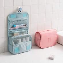 1pc New Stylish Korean Waterproof Travel Organizer Bag, Large Capacity Portable Toiletry Makeup Organizer Bag With Hook,For Holiday Beach, Bathroom Collection, Bedroom Collection, Large Capacity