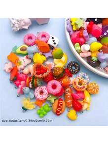 10/20/30/50/100/Stück bunte Harz Charms - verspieltes Tier, Obst & Lebensmittel Serie - bunter DIY Schmuckherstellungs-Set für Halsketten, Armbänder, Ohrringe - langanhaltend, leicht & farbbeständig - ideal für Bastelbegeisterte, Schmuckherstellung Zubehör