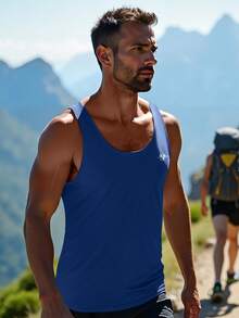 Men's Fitness Outdoor Sleeveless Top, Loose And Breathable Design, Suitable For Running, Gym, Basketball, Cycling, Yoga, Training And Casual Daily Wear, Outdoor Travel, Beach Vacation And Home Leisure, Suitable For Daily And Sports Occasions - Royal Blue - View 6