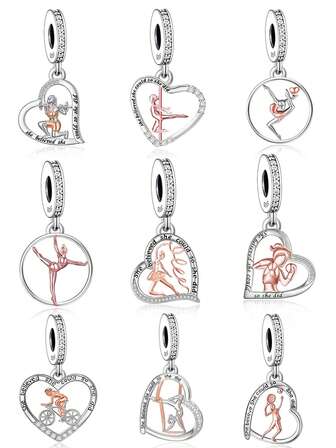 1 st 925 sterling silver roséguld & vitguld Bicolor Cubic Zirconia hjärtformade runda hängsmycke, lämplig för män och kvinnor, perfekt för DIY-smycken, perfekt present till idrottare, påsk