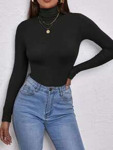 Maré&Cia High Neck Cacharrel Long Sleeve Blouse In Smooth Second Skin Fabric With A Touch Of Polyamide - màu đen - Xem 1