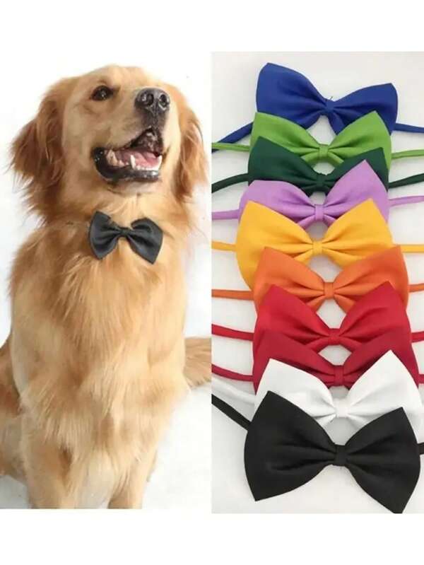 Collier nœud papillon ajustable pour animaux de compagnie - Matériau en polyester, convient aux petits et grands chiens et chats