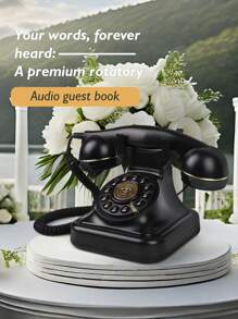 1 Pc Black Wedding Telephone, Recording Telephone, Wedding Voice Message Book (Audio Guestbook) - Vintage Message Phone Suitable For Weddings And Parties To Record Custom Audio Messages, Wedding Voice Message Recorder, Wedding Phone, Voice Message Book
