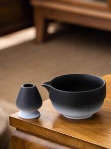 2pcs/Set Ceramic Matcha Bowl Set, Includes Matcha Whisk And Matcha Bowl, Vintage Ceramic Matcha Tea Set, Suitable For Gift-Giving On Holidays And Daily Home Use