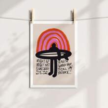 1 pezzo Stampa tela di ragazza o ragazzo surfista arcobaleno vintage con motivo surfing e spiaggia, cartellone decorativo da parete, decorazione casa, regalo, opzione con cornice