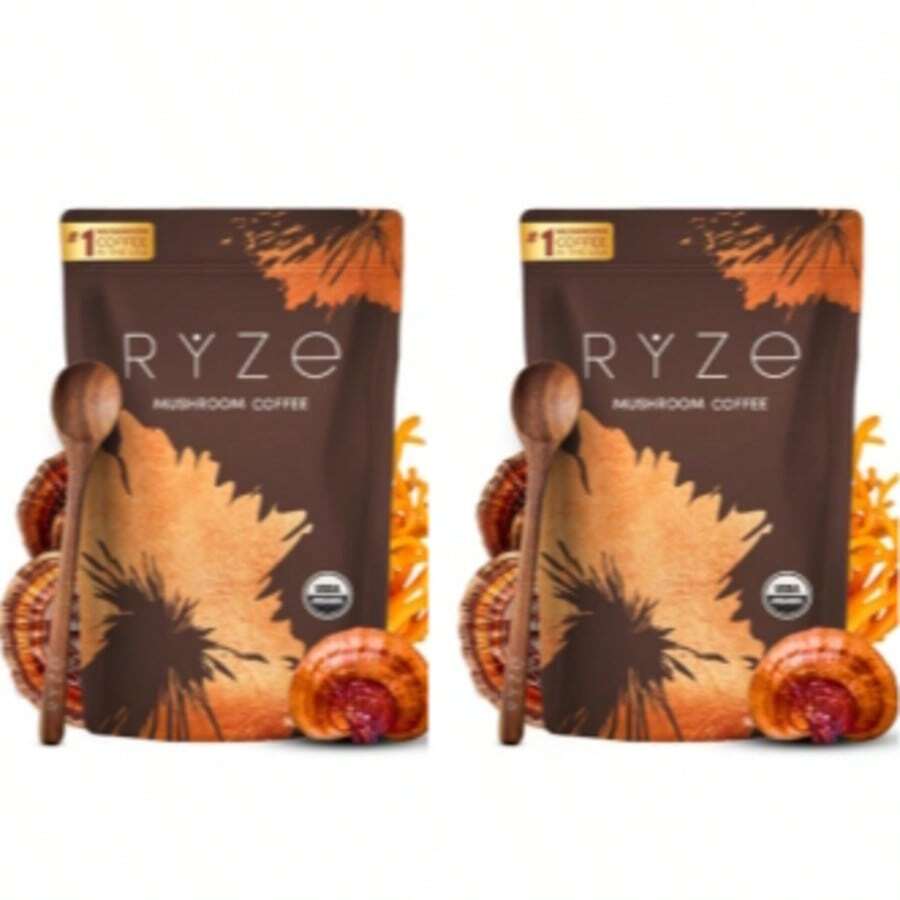 [Mushroom Coffee Revolution]Organic! 6 Adaptogens (Lion's Mane, Turkey Tail) + MCT Oil – USA Grown Instant Coffee – 30 Servings For Energy, Focus & Immune Support! - 2 Piece - 查看 1