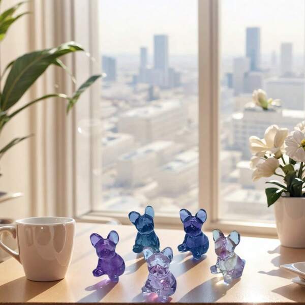 1pc Fluorite Carved Small Dog Figurine, With Through-Holes, Can Be Used For DIY Pendants, Small Decorative Items, Hanging Accessories, Bracelets, Phone Charms, Car Charms, Bag Charms, Etc.