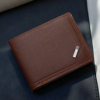 Men's Short Wallet, Cross-Border Large Capacity Business Casual Bifold Wallet, Multi-Function Young Cardholder, Ultra Thin New Wholesale, Soft Leather Pouch Brown Bag Gifts For Men Christmas Gifts Vintage