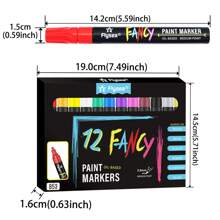 1 pieza Bolígrafo marcador de pintura, a prueba de agua y duradero, colores vibrantes, para retoques de pintura, marcador de neumáticos, bolígrafo para dibujar, 12 colores, apto para manualidades DIY, marcador permanente a base de aceite, coloración de modelos DIY, bolígrafo para grafiti, aplicable a vidrio, madera, plástico, metal y talla grande artículos escolares, vuelta al colegio
