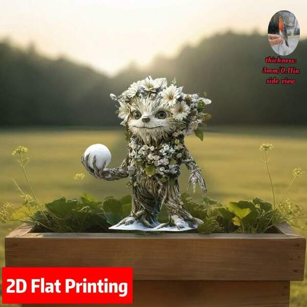 1 pieza Estaca de jardín de estilo bohemio de 10 cm/3,94 pulgadas, bonita decoración de inserción para jardín, patio, granja, decoración exterior, regalo de inauguración de casa, decoración del hogar, decoración de bonsái (plana 2D)