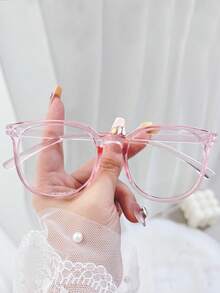 超轻透明镜片大框眼镜，时尚百搭，保护眼睛，适用于电脑、电视、游戏和智能手机等场景。 - 彩色 - 查看 5