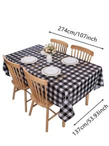 1pc Colorful Plaid Tablecloth, Red Blue Yellow Simple Grid Pattern, Polyester Tablecloth, Suitable For Indoor Dining Table Decor, Birthday Party Gathering Decorations, Party Table Decor