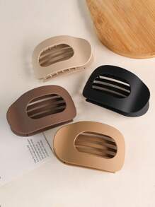 1pc Custom Flat Round Hair Claw Clip, Strong Alligator Jaw, Comfortable Curved Design, Suitable For Yoga, Date, Multipurpose