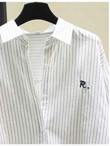 Women's Striped Print Front Button Casual Long Sleeve Shirt