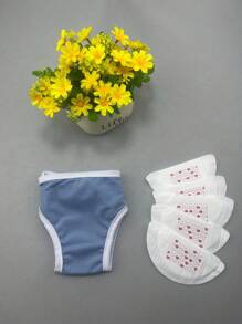 Culotte pour chienne en période physiologique, rose et bleue, avec 5 pièces de serviettes hygiéniques