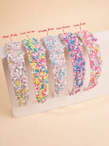 1 pezzo Fascia per capelli per ragazze di colore candy con strass e perle brillanti, fascia elastica antiscivolo larga, accessorio carino e morbido per capelli con decorazione a cuore, adatto per lavarsi il viso, regalo per le vacanze, per uso quotidiano