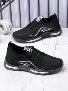 新款防滑透气跑步鞋，时尚男士运动鞋，2000 年代健身风格 - 黑色 - 查看 5