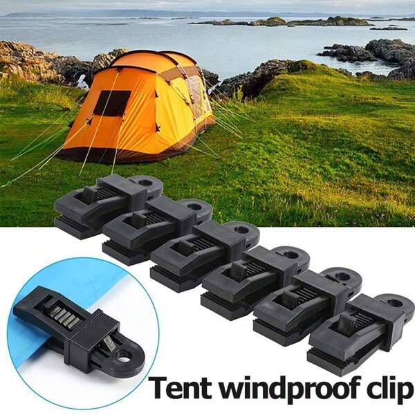 10pcs Multi-Purpose Outdoor Tarp Clips, Versatile Guyline Fasteners, Universal Windproof Tent Clips Made Of PP Material With Rotating Crocodile-Mouth Design, Suitable For Camping, Pool Covers, Canopies, Car Covers
