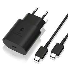 Zestaw szybkiej ładowarki PD 25 W, zawiera superszybki adapter ładowarki 25 W i kabel ładujący USB-C o długości 3,3 stopy/6,6 stopy, kompatybilny z modelami Galaxy S25/S24/S23/S22/S21/S20/Plus/Ultra/FE, Note 20/10/Z Fold/Flip, A17 oraz 16/16 Pro/16 Pro Max/16 Plus/17 Air/15 Pro/15 Plus/15 Pro Max - Wtyczka UE typ C (220–240 V) - Zobacz 9