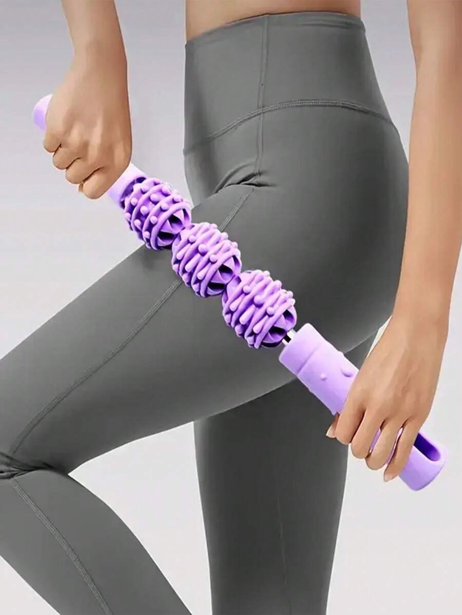 1pc 3-Wheel Roller Stick, Suitable For Leg Muscle Relaxation, Calf Slimming Roller Massage Stick, Muscle Relaxation Roller Yoga Calf Stretcher Leg Shaper - Multicolor - View 1