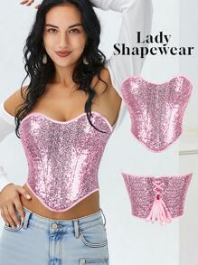 Ein süßes rosa glitzerndes trägerloses Top für Bauchtanz, perfekt für Bühnenauftritte, Tanzclubs, Discothek-Nächte und festliche Feiern. Dieses rosa, glitzernde Modell-Top verleiht einen Hauch von Charme und Sinnlichkeit.