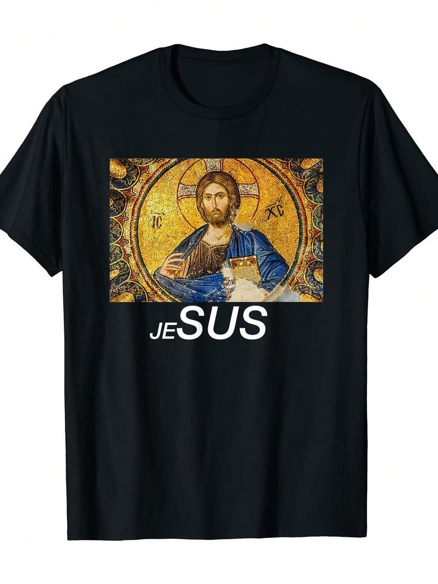 Meme SUS Jesus Funny Premium Gift Idea T-Shirt Tee Size S-3XL - Black - View 1