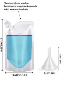 10 件装塑料瓶隐藏式可重复使用饮料袋，防漏塑料，非常适合旅行和户外运动，带 1 个漏斗的储水袋，8 盎司隐藏式设计可重复使用饮料袋，适合万圣节、圣诞节、感恩节、秋冬季节