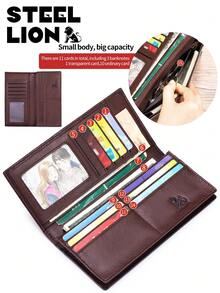 High-Quality Men's Genuine Leather Bifold Wallet, Vintage Multi-Card Slots & Thickened Photo Album, Anti-RFID Coin Purse, Suitable For Valentine's Day, Father's Day, Teacher's Day, Back To School, Graduation, And Christmas Gifts