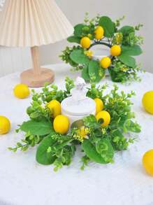1PC/2PCS Artificial Lemon Wreath Plant Green Plant Leaves Realistic Lemon Used For Kitchen Dining Table Balcony Indoor And Outdoor Party Decoration