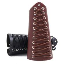 1pc Medieval Knight Style PU Leather Punk Rivet Arm Sleeve Bracers, Cosplay Accessories For Men