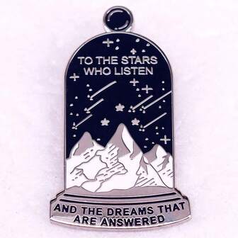 1pc Listening To The Stars Night Mountain Enamel Brooch Pin, Suitable For Bags And Clothes, Daily Wear Backpack For School Office Accessories Shirts Jacket Jewelry Christmas Halloween Clothes Pin Funny Cute Teacher Gifts